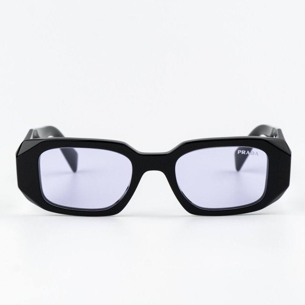 Prada PR17WS 16K40J BRAND NEW Sunglasses Black Violet Rectangle Unisex